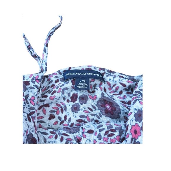 SOLD american eagle floral fairycore ruffle crop top summer tank top size large - Picture 6 of 11